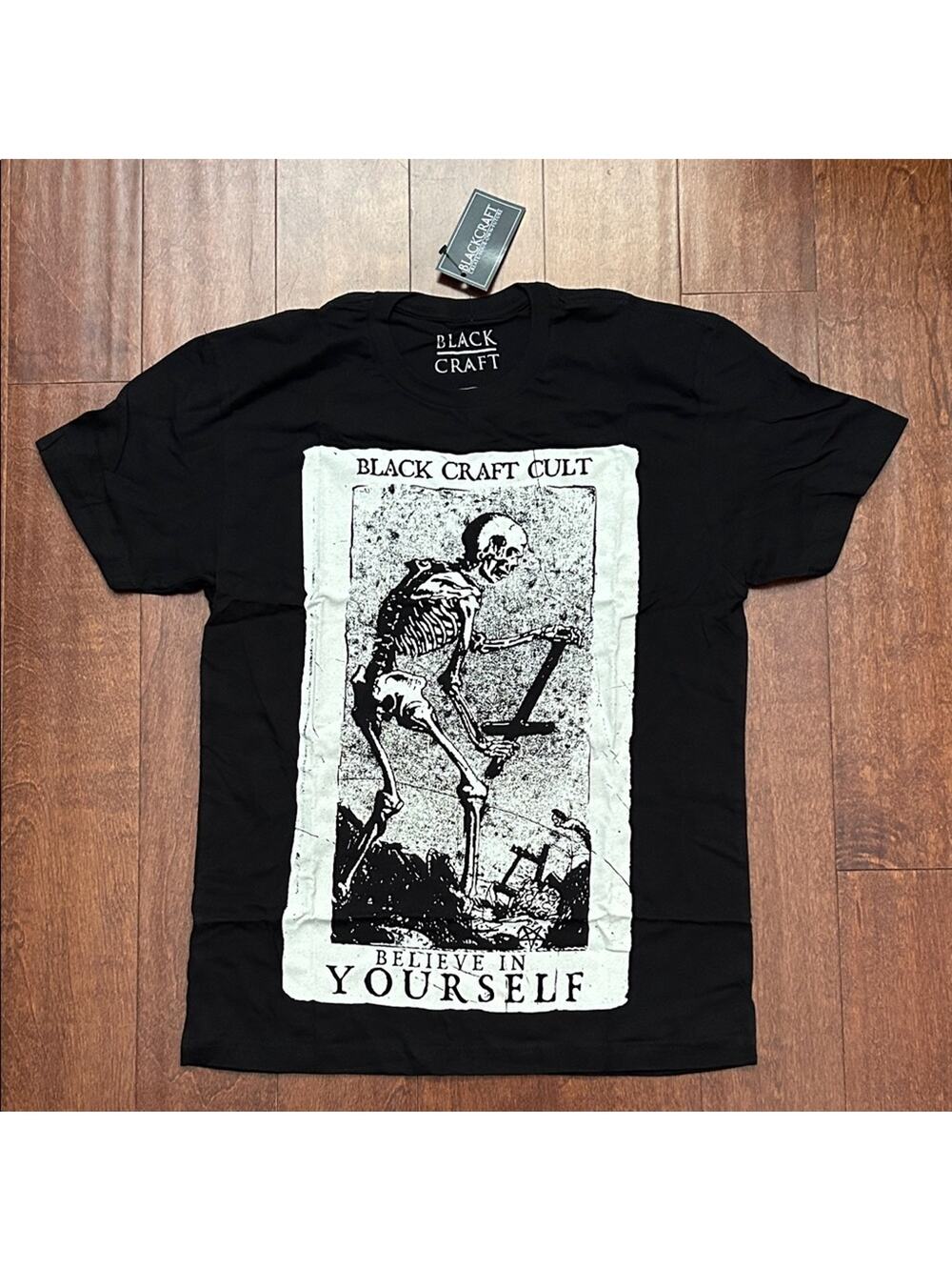 Blackcraft Black Skeleton Graphic Tee, Size Medium, NWT